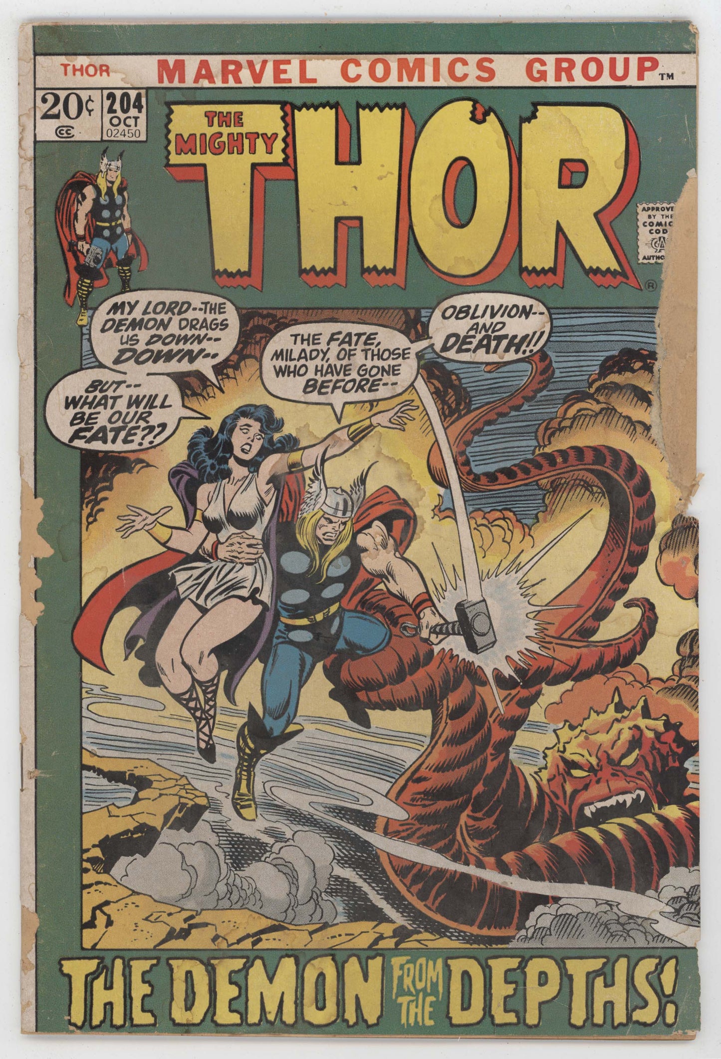 Mighty Thor 204 Marvel 1972 FR John Buscema Gerry Conway Iron Man Mephisto