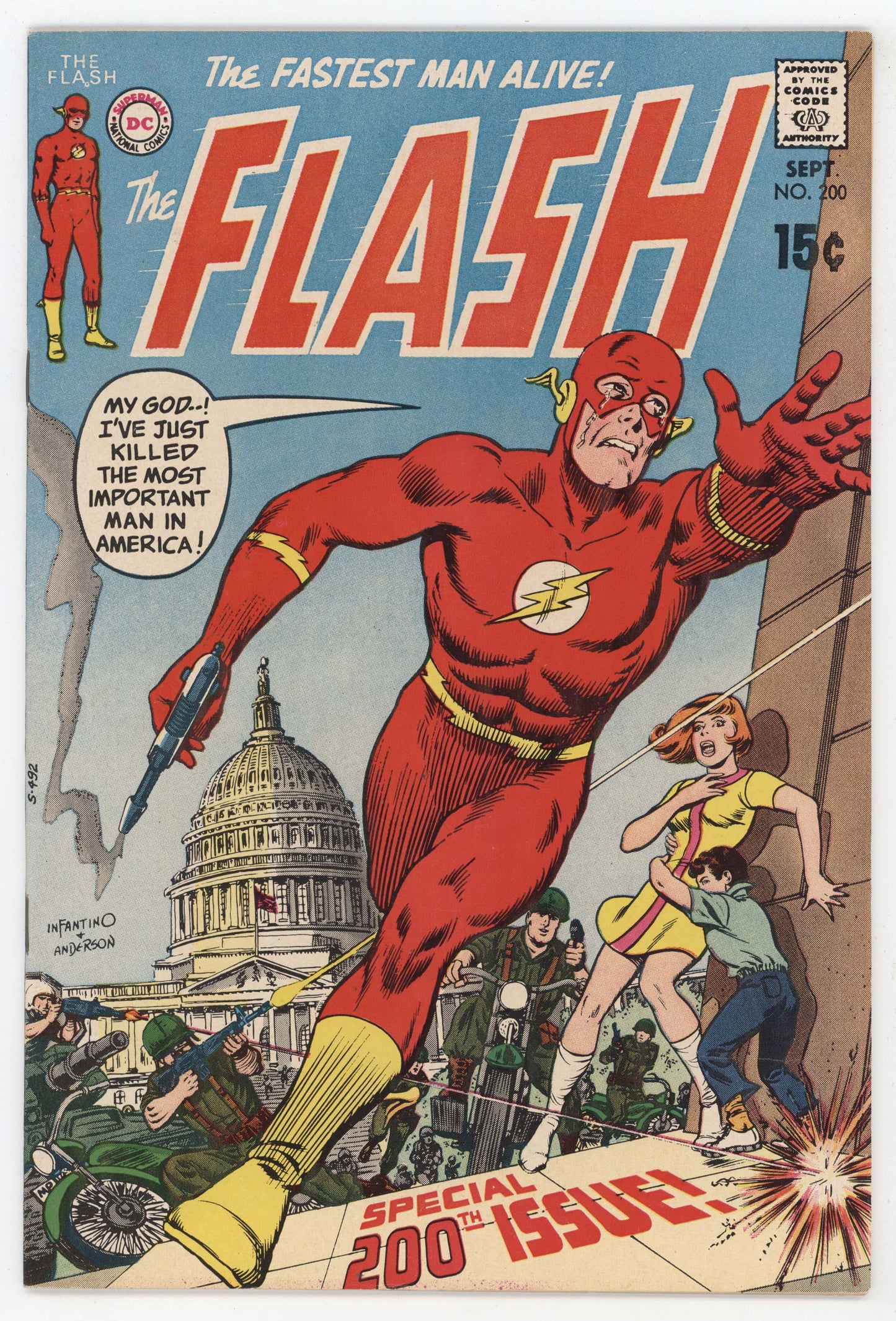 Flash 200 DC 1970 VF Carmine Infantino USA Capital Building Assassination