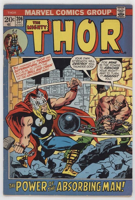 Mighty Thor 206 Marvel 1972 VG Absorbing Man John Buscema Gerry Conway