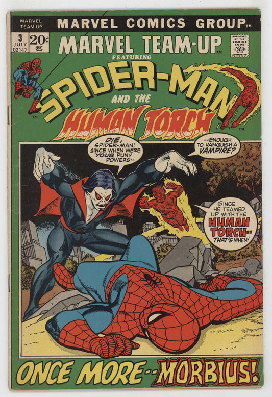 Marvel Team-Up 3 1972 FN VF Human Torch Fantastic Four 3rd Morbius