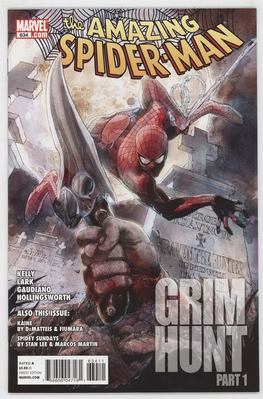 Amazing Spider-Man 634 A Marvel 2010 NM Leinil Yu Joe Kelly Grim Hunt Kraven