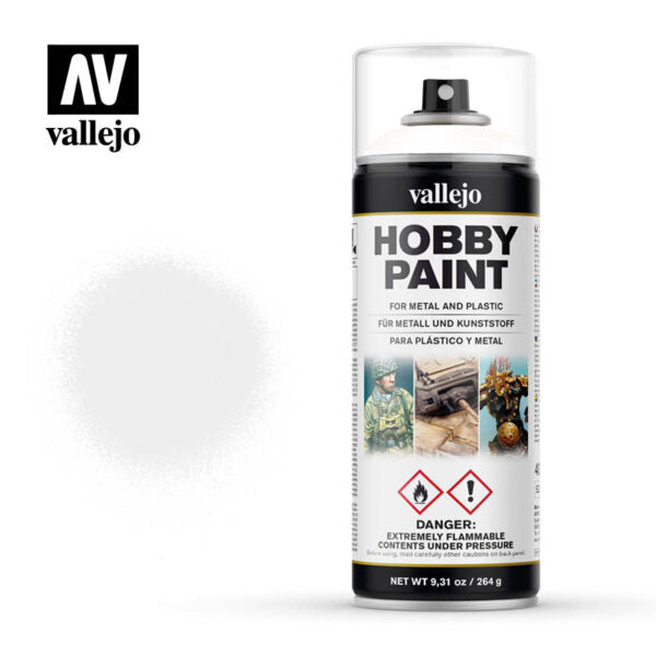 Vallejo - Primer: Hobby Paint- Basic- Aerosol- White, 400 ml. - Golden Apple Comics