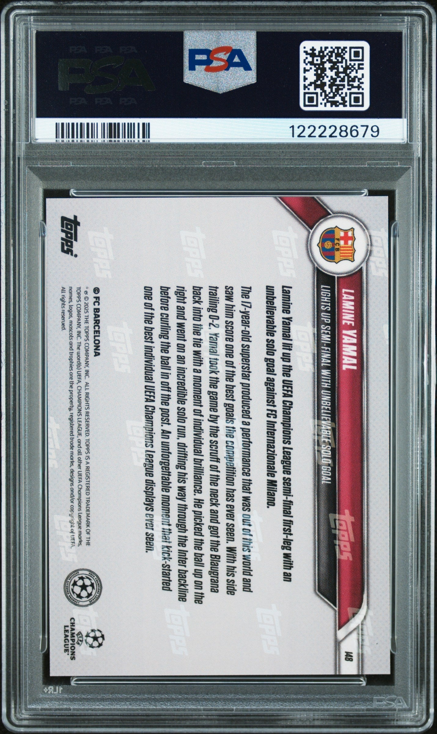 Graded 2024 Topps Now UCL Lamine Yamal #148 Image Variation Rookie RC Soccer Card PSA 10 Gem Mint