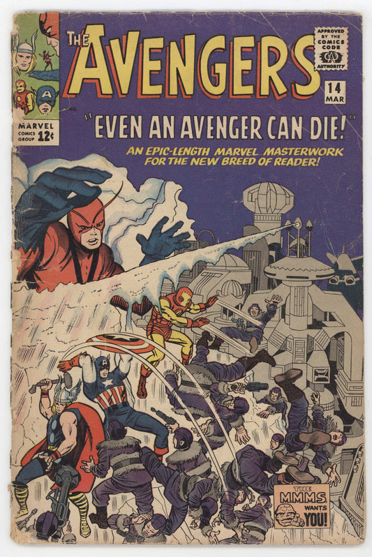 Avengers 14 Marvel 1965 FR GD Iron Man Captain America Thor Stan Lee