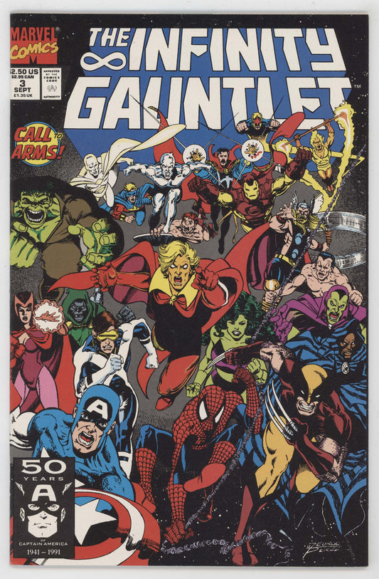 Infinity Gauntlet 3 Marvel 1991 NM Thanos Avengers Spider-Man X-Men