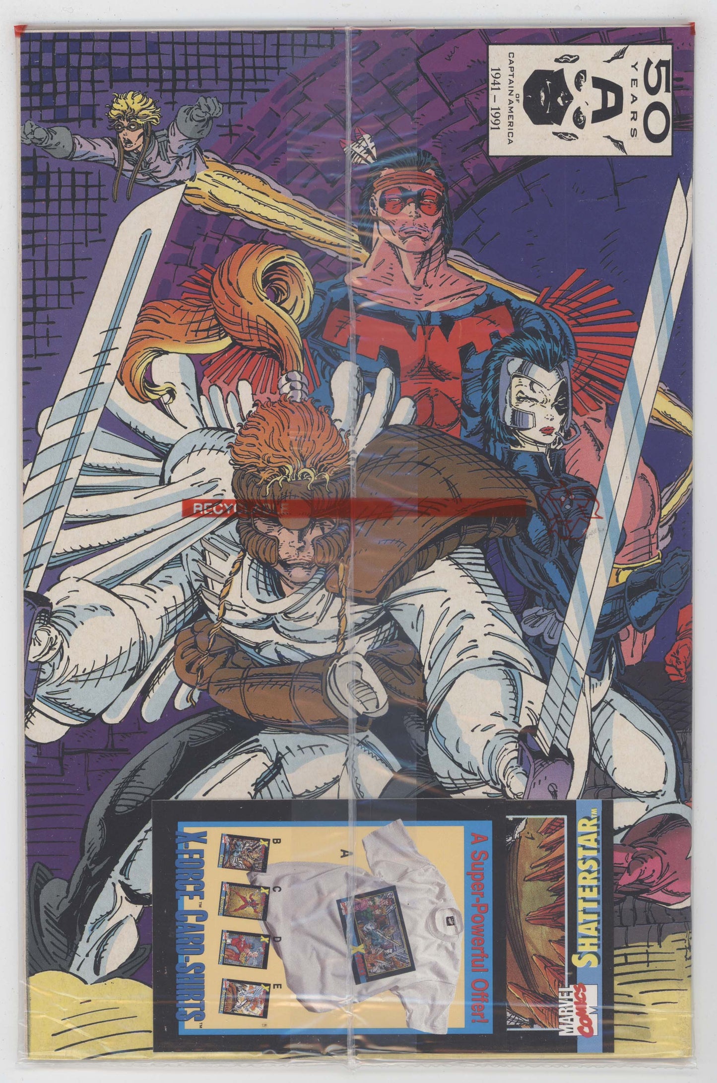 X-Force 1 Marvel 1991 NM Polybag Sunspot Gideon Card Rob Liefeld