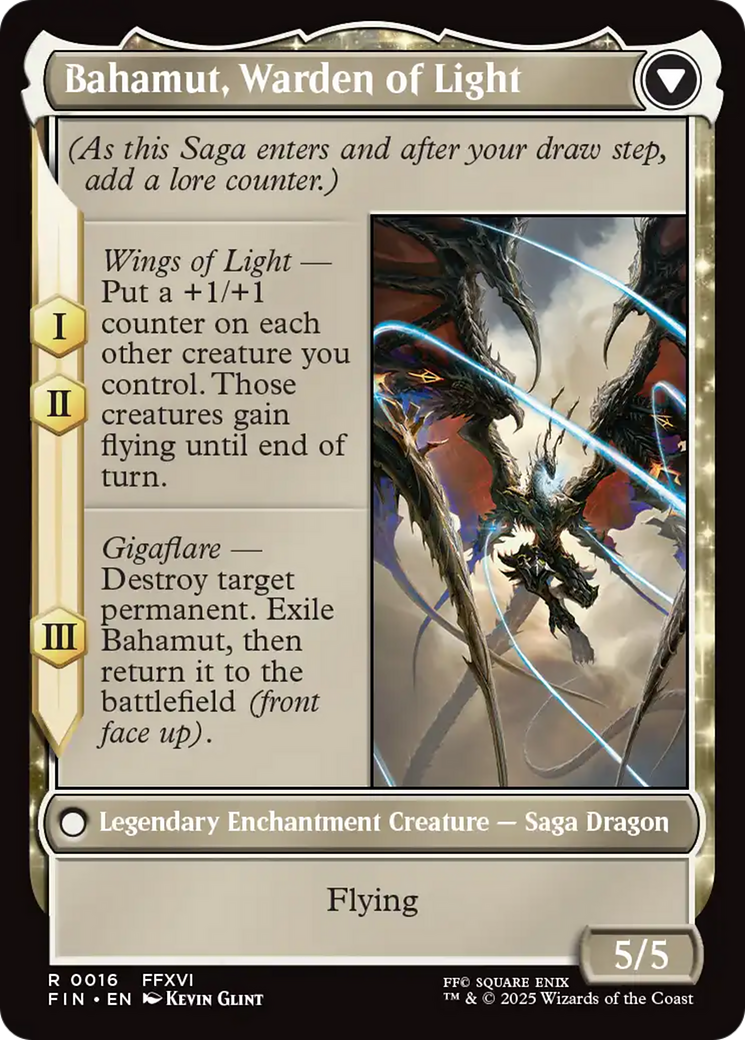 Dion, Bahamut's Dominant // Bahamut, Warden of Light (FIN-016) - FINAL FANTASY: (enchantment) Foil