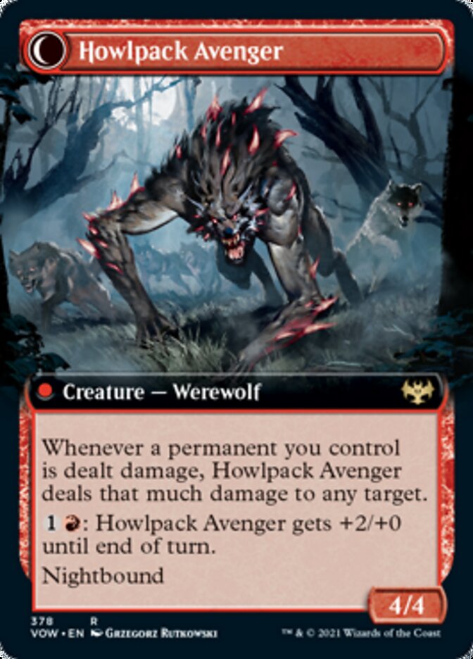 Ill-Tempered Loner // Howlpack Avenger (VOW-378) - Innistrad: Crimson Vow: (Extended Art, Double Faced Transform)