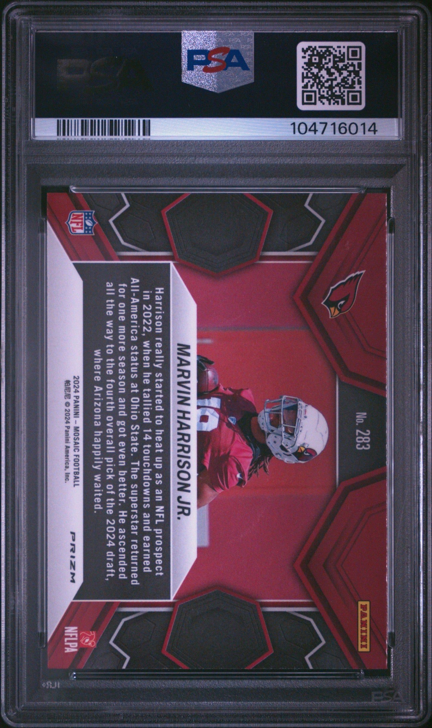 Graded 2024 Panini Mosaic Marvin Harrison Jr #283 Green Rookie RC Football Card PSA 10 Gem Mint