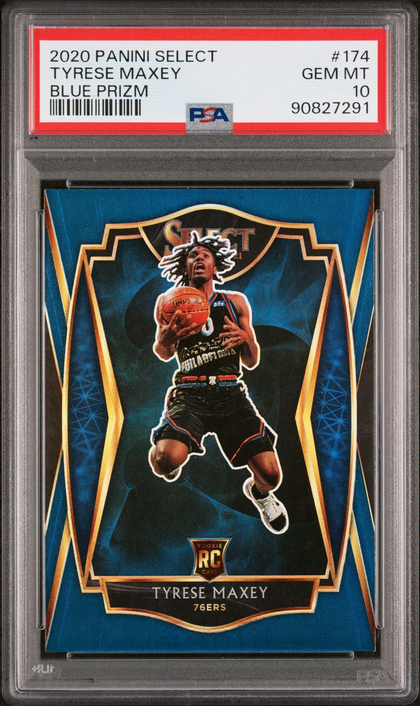 Graded 2020 Panini Select Tyrese Maxey #174 Blue Prizm Rookie RC Basketball Card PSA 10 Gem Mint
