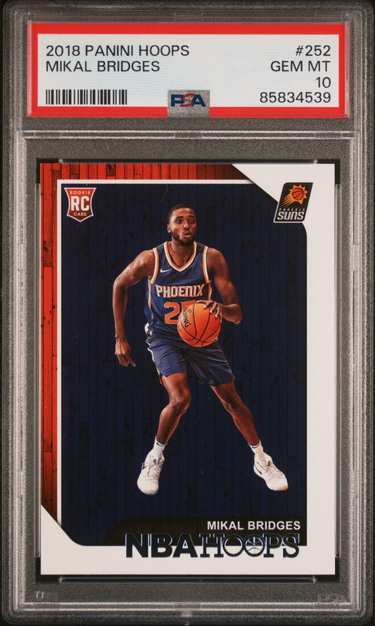 Graded 2018 Panini Hoops Mikal Bridges #252 Rookie RC Basketball Card PSA 10 Gem Mint