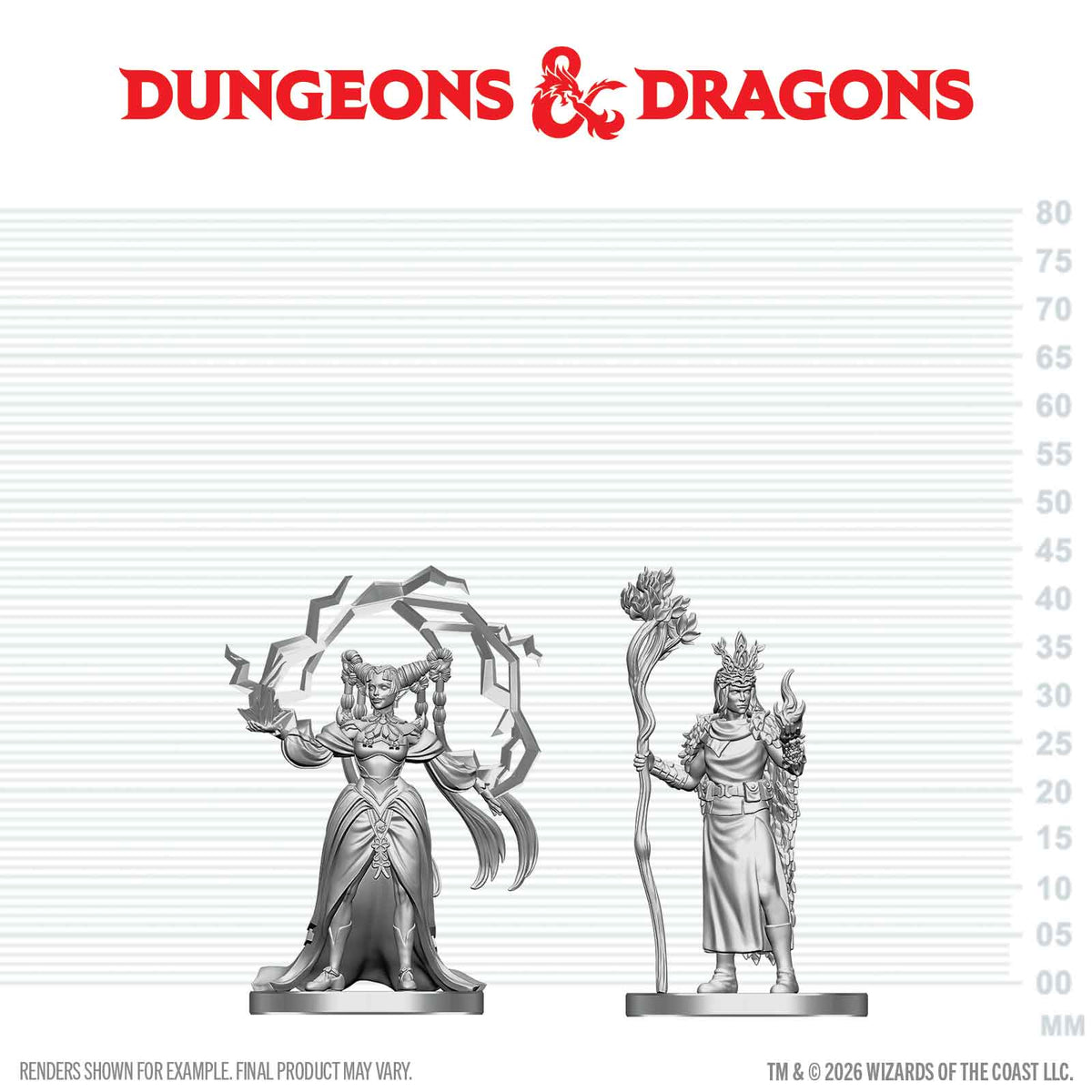 D&D: Nolzur's Marvelous Unpainted Miniatures - Human Druid & Elf Sorcerer
