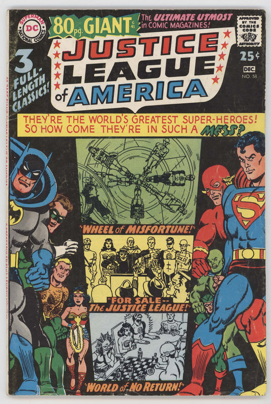 Justice League Of America 58 DC 1967 VG FN Batman Superman Flash Green Lantern