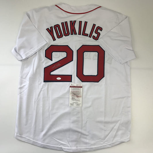 Autographed/Signed Kevin Youkilis Boston White Baseball Jersey JSA COA