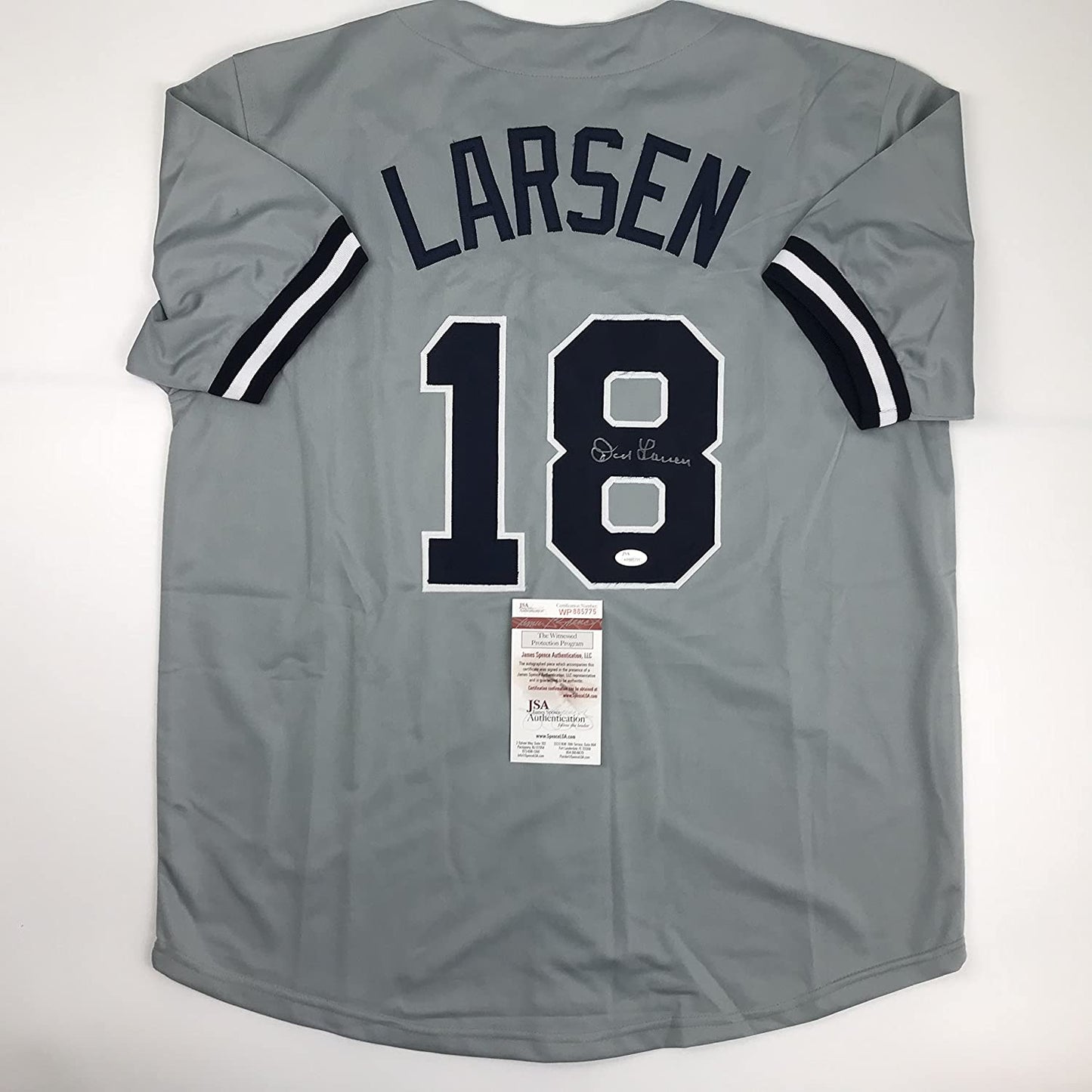Autographed/Signed Don Larsen New York Grey Baseball Jersey JSA COA