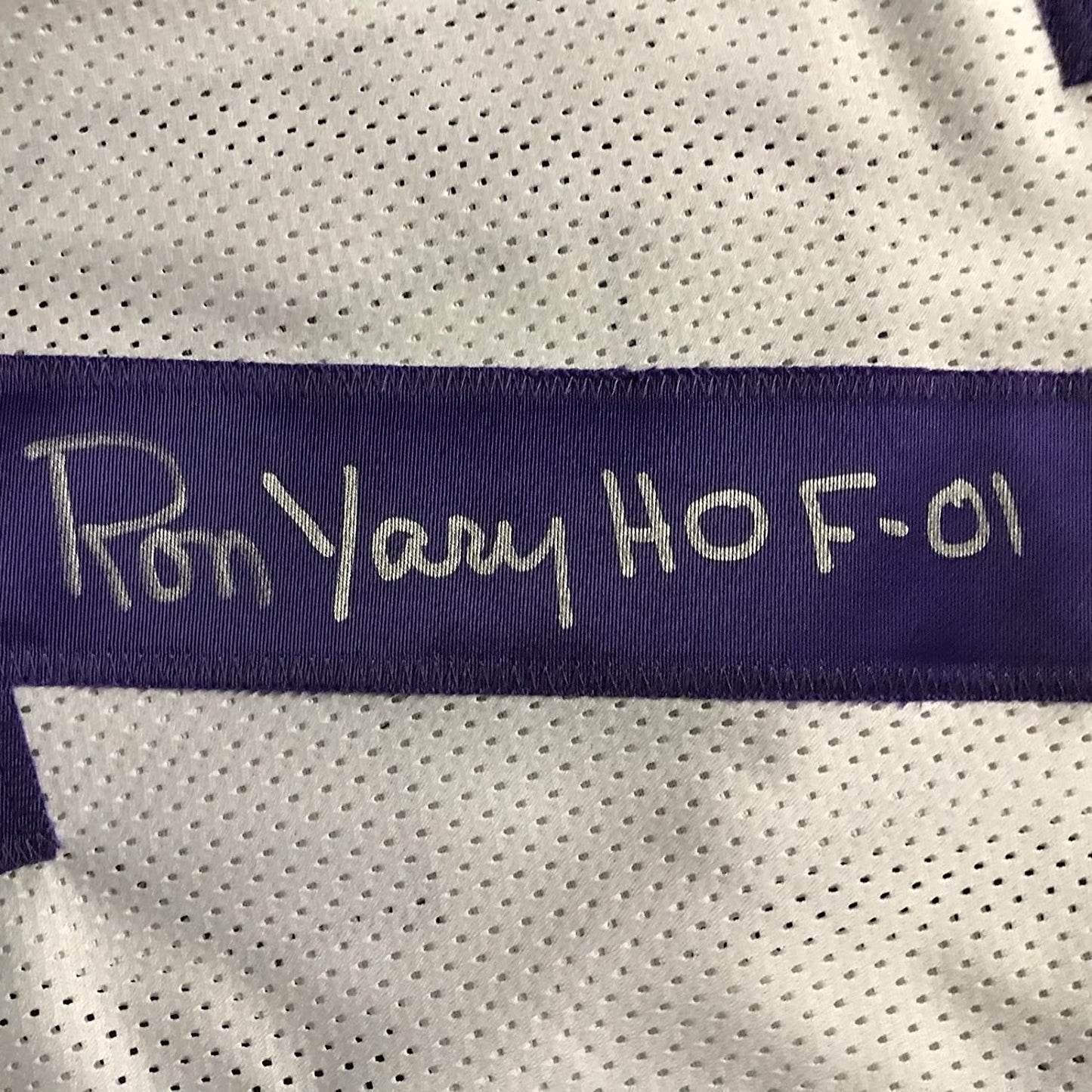 Framed Autographed/Signed Ron Yary HOF 01  35x39 Minnesota Vikings White Football Jersey JSA COA