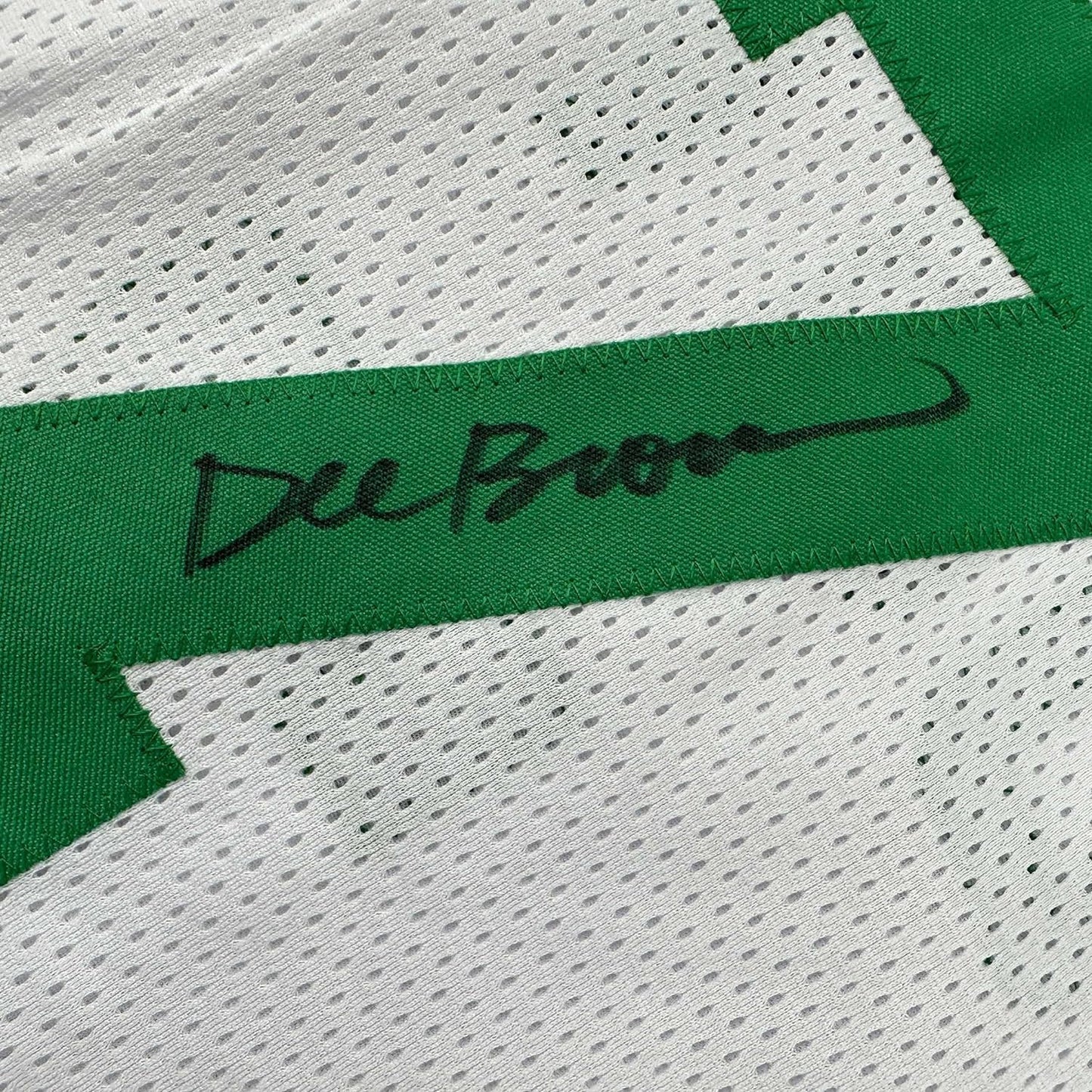 Framed Autographed/Signed Dee Brown 35x39 Boston White Basketball Jersey JSA COA