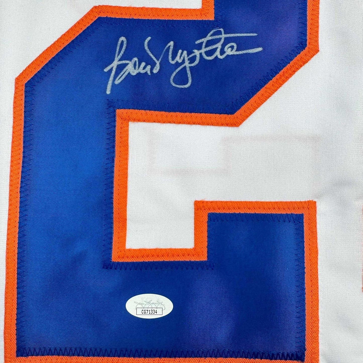 Framed Autographed/Signed Bob Nystrom 35x39 New York White Hockey Jersey JSA COA - Golden Apple Comics