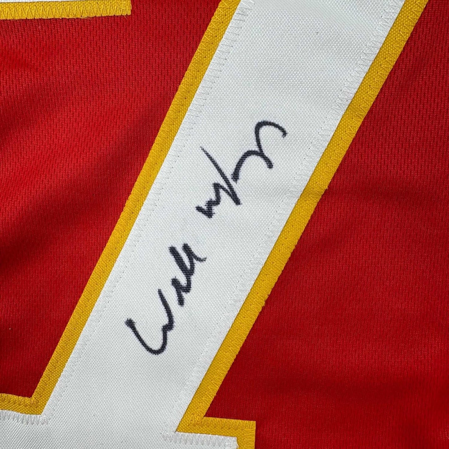 Framed Autographed/Signed Willie Roaf 35x39 Kansas City Red Football Jersey Beckett BAS COA