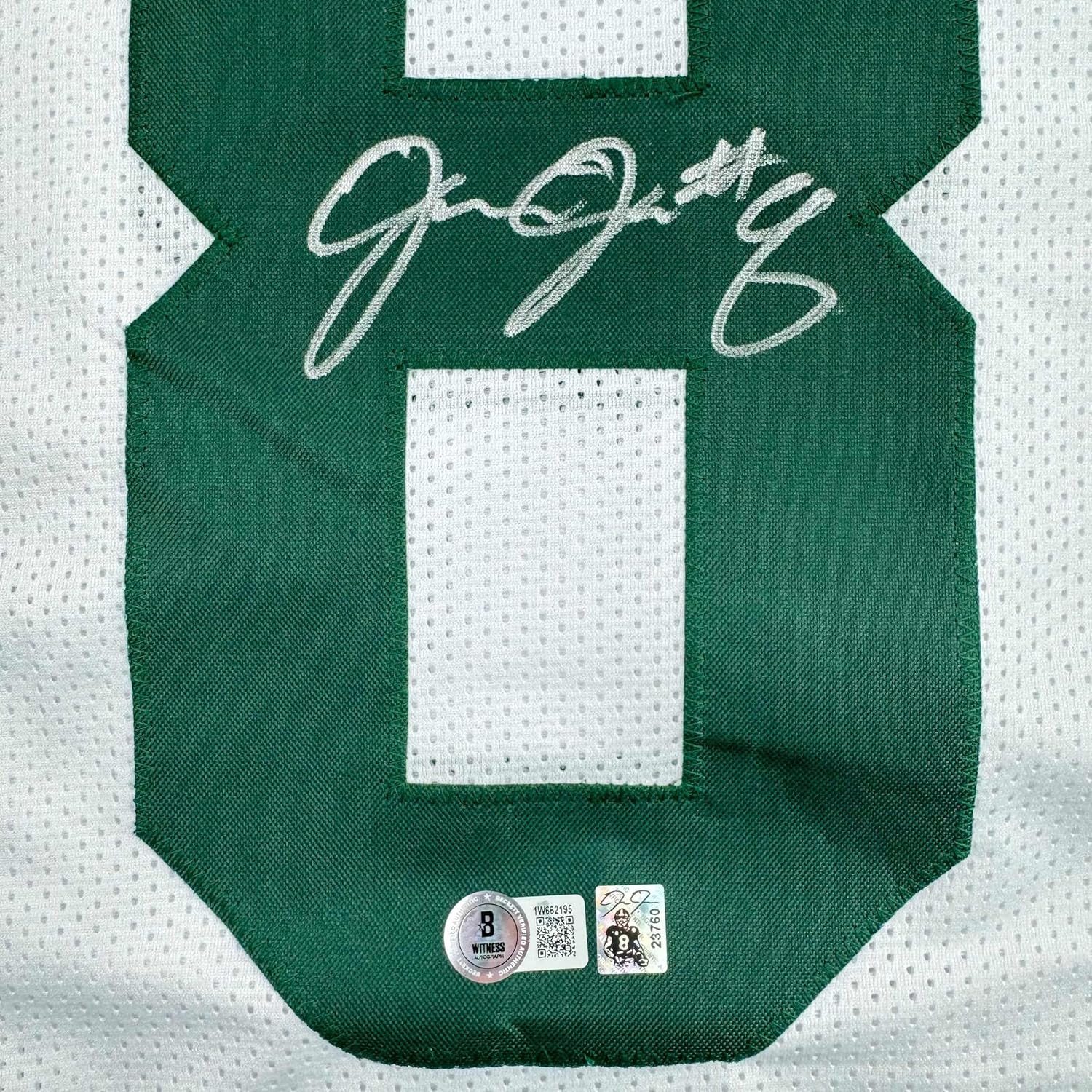 Framed Autographed/Signed Josh Jacobs 35x39 Green Bay White Football Jersey Beckett BAS COA - Golden Apple Comics