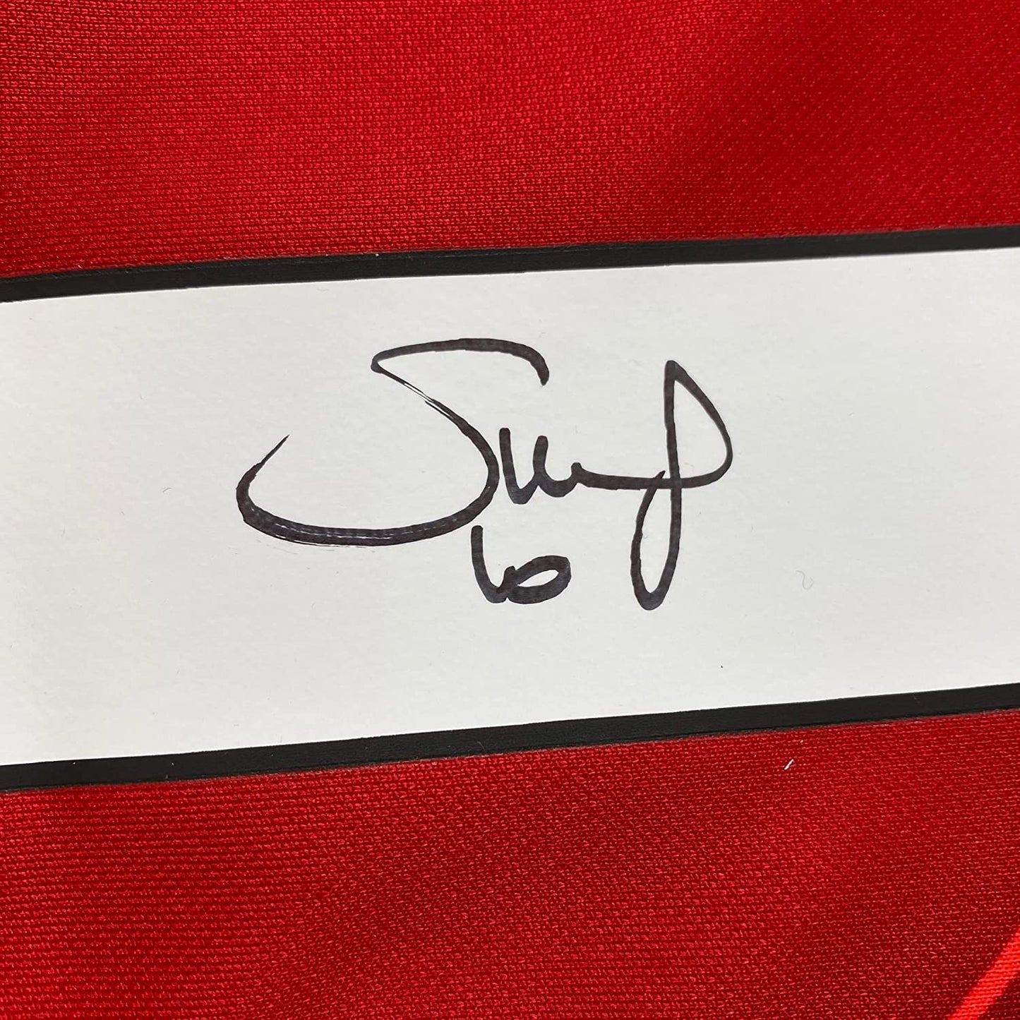 Framed Autographed/Signed Sadio Mane 35x39 Liverpool Red Soccer Jersey Beckett BAS COA