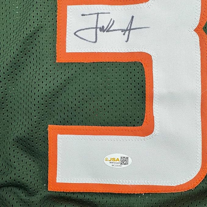 Framed Autographed/Signed Frank Gore 35x39 Miami Green Football Jersey JSA COA - Golden Apple Comics