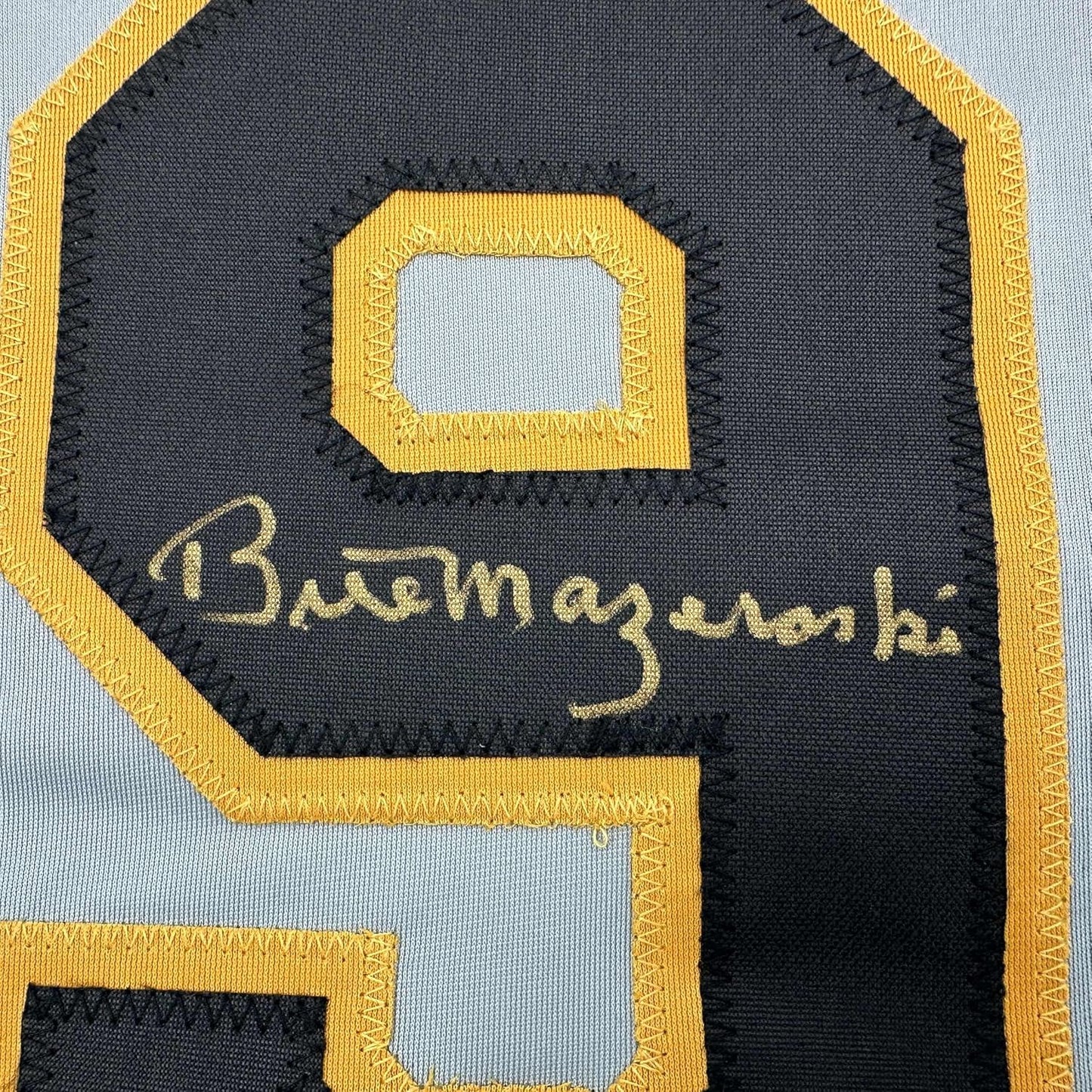 Framed Autographed/Signed Bill Mazeroski 35x39 Pittsburgh Grey Baseball Jersey JSA COA