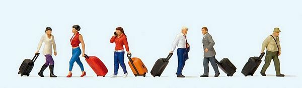 Preiser 10640 HO Scale Walking Travelers w/Rolling Suitcases - Golden Apple Comics