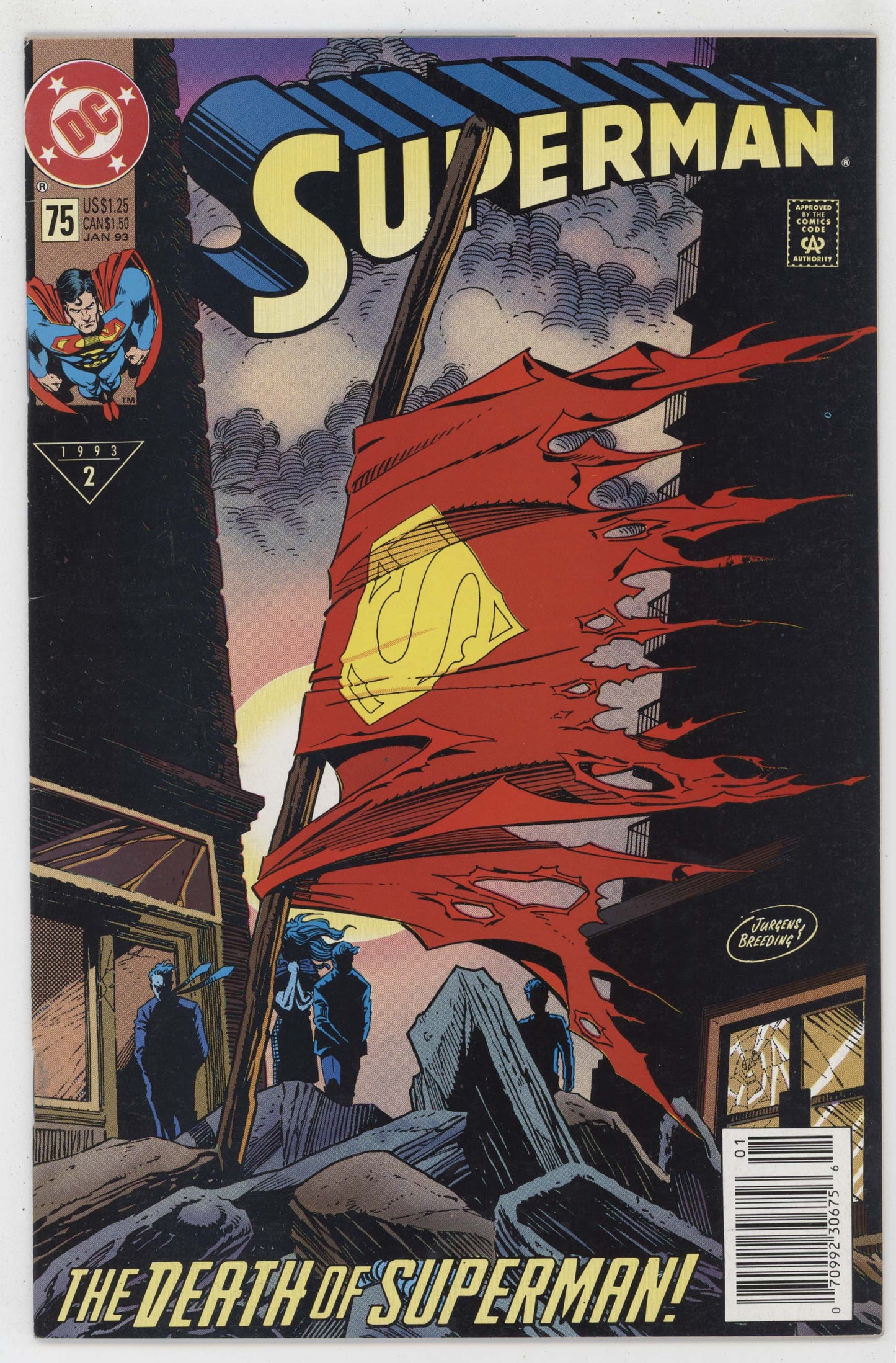 Superman 75 DC 1993 VF Newsstand 1st Print Death Of