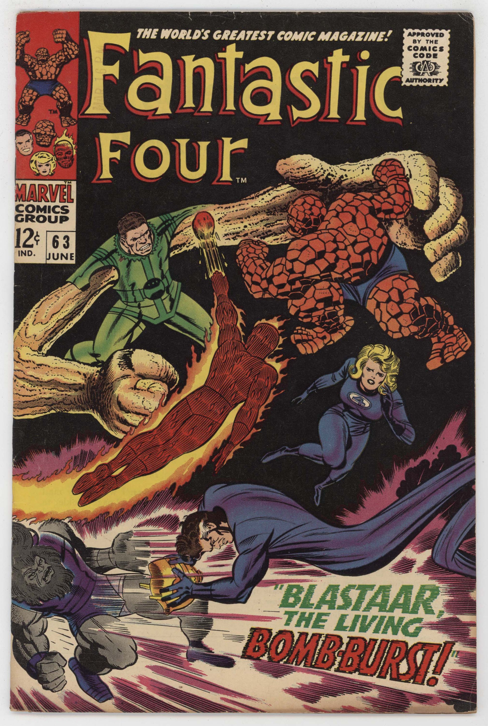 Fantastic Four 63 Marvel 1967 FN Blastaar Sandman Crystal Jack Kirby S ...