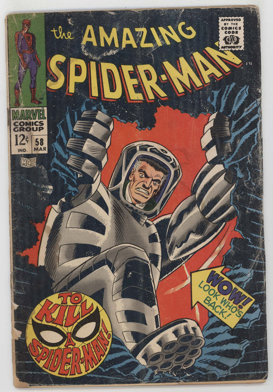 Amazing Spider-Man 58 Marvel 1968 FR GD Spider-Slayer Stan Lee John Romita