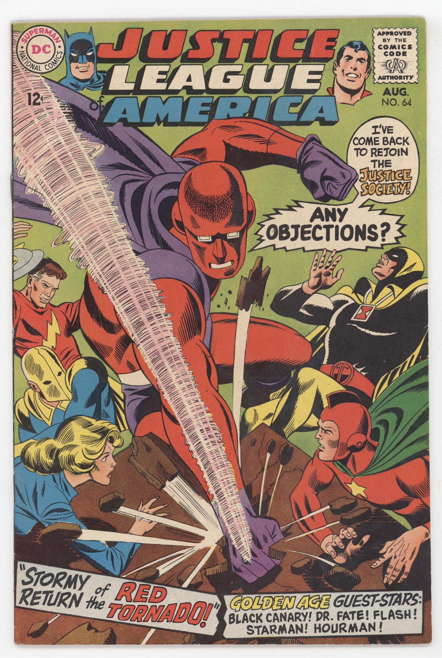 Justice League Of America 64 DC 1968 FN VF Batman Superman 1st Red Tornado Black Canary