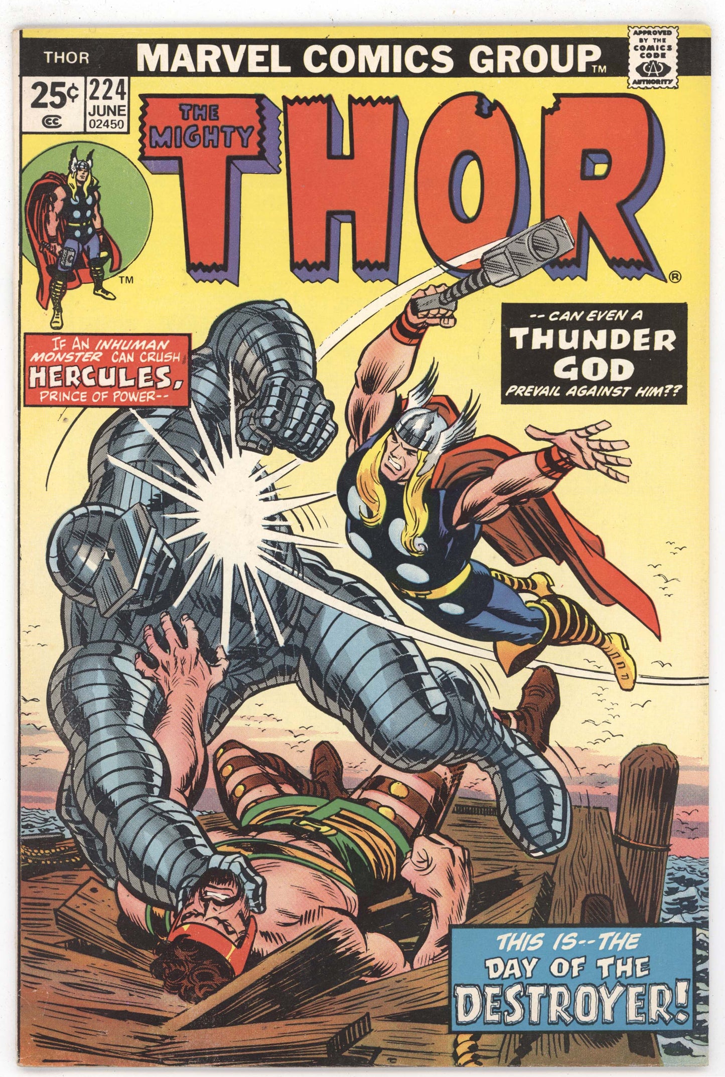 Mighty Thor 224 Marvel 1974 VF Hercules Destroyer Sif Gil Kane Gerry Conway