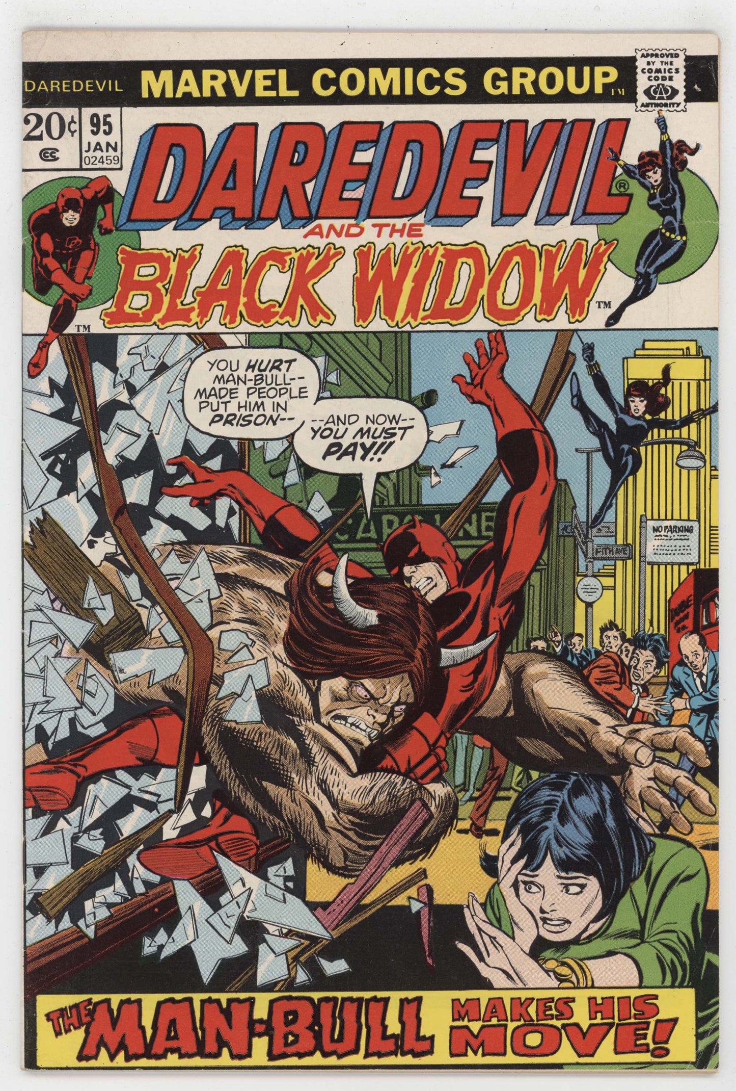 Daredevil 95 Marvel 1973 FN VF Gil Kane Gerry Conway Black Widow Man-Bull