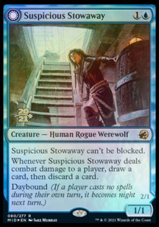 Suspicious Stowaway // Seafaring Werewolf (PRE-80S) - Innistrad: Midnight Hunt Promos: (Double Faced Transform) Foil