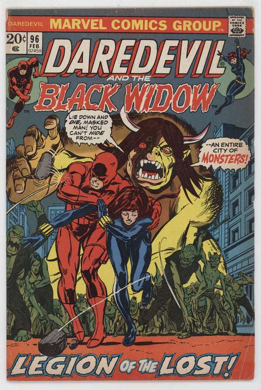 Daredevil 96 Marvel 1973 VG Gil Kane Gerry Conway Black Widow Man-Bull