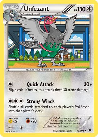 Unfezant 080/108 - XY  Roaring Skies Reverse Holofoil