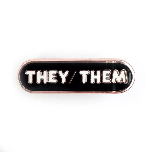 Pride Pals Pronoun Enamel Pin - They/Them (Black)