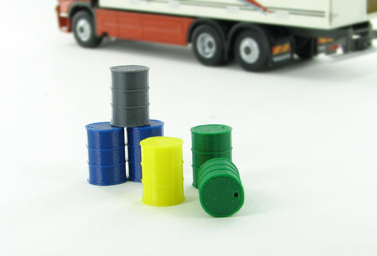 3D To Scale 50-240-AS 1/50 – Barrels 55gal 6pk Assorted Colors Miniature
