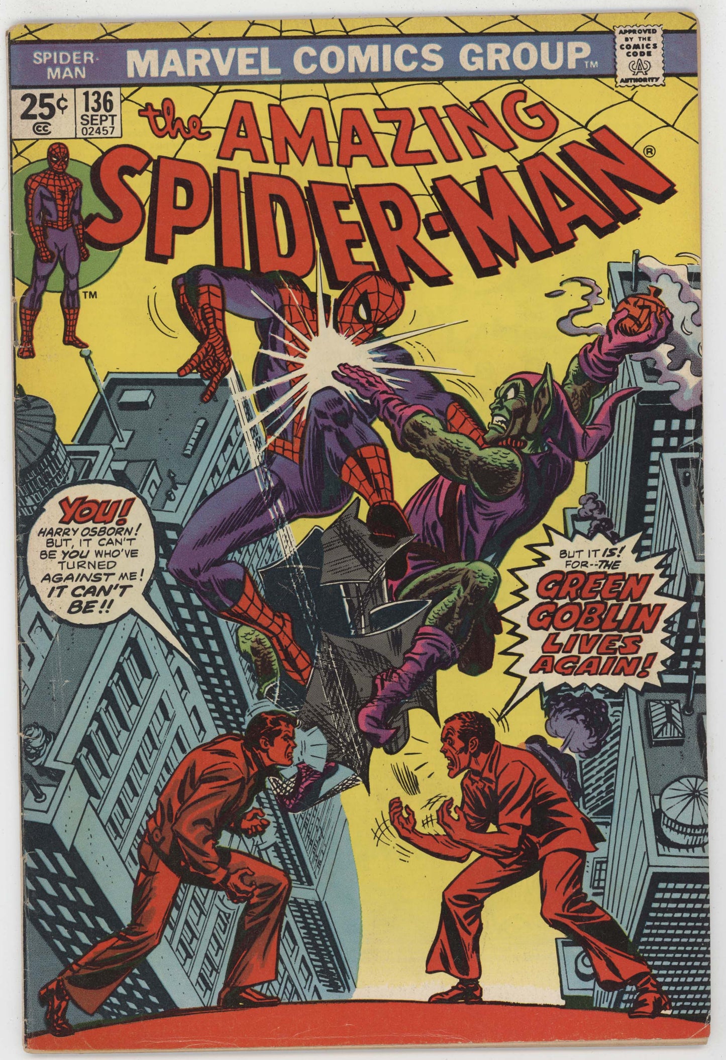 Amazing Spider-Man 136 Marvel 1974 FN 1st Green Goblin Harry Osborn