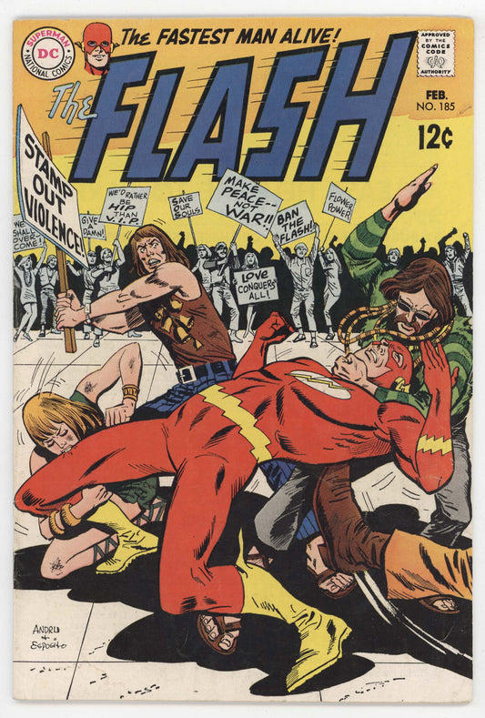 Flash 185 DC 1968 VG FN Ross Andru Hippie War Protest Biting