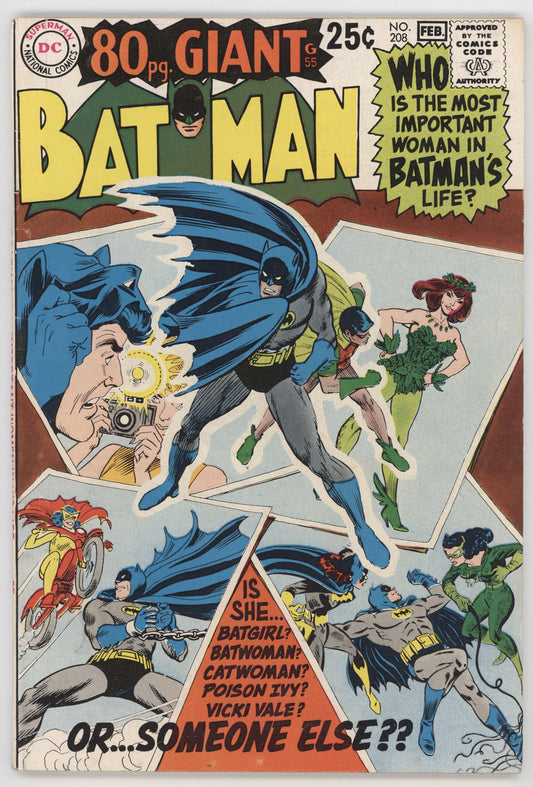 Batman 208 DC 1969 FN VF Poison Ivy Catwoman Batgirl Batwoman Clayface Robin