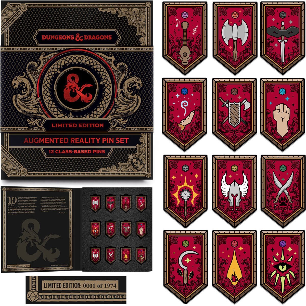 D&D Character Class Augmented Reality Enamel Pin Set of 12 - Shared Exclusive - Golden Apple Comics