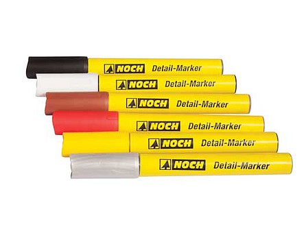 Noch 61155 All Scale Paint Markers -- Black, White, Brown, Red, Yellow, Silver