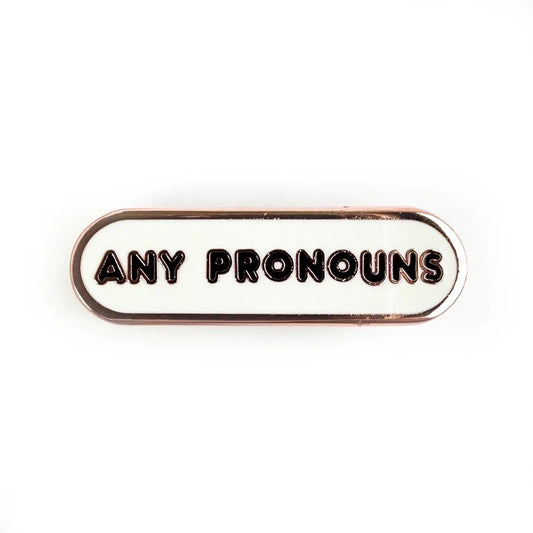 Pride Pals Pronoun Enamel Pin - Any Pronouns (White)
