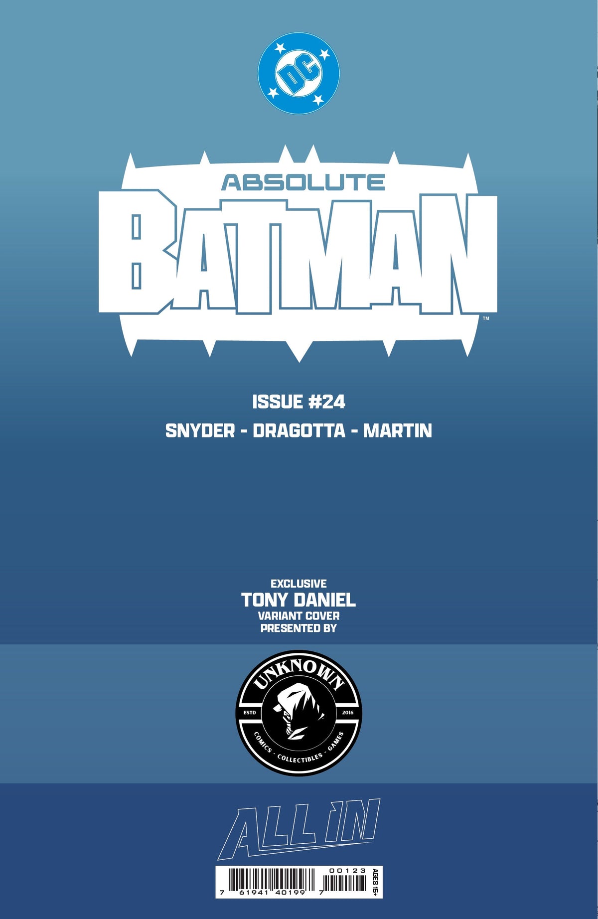 [BLACK & WHITE] ABSOLUTE BATMAN #24 TONY DANIEL NYCC EXCLUSIVE VIRGIN VAR (10/28/2026) - Golden Apple Comics