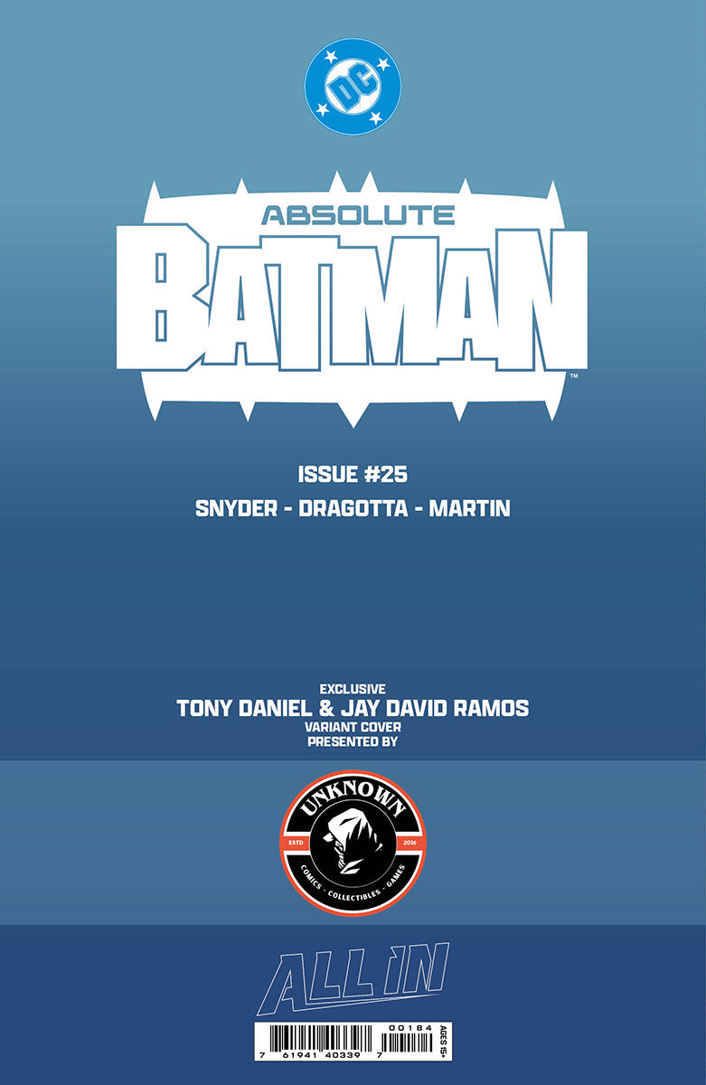 [BLACK & WHITE] ABSOLUTE BATMAN #25 TONY DANIEL EXCLUSIVE VIRGIN VAR (10/28/2026) - Golden Apple Comics