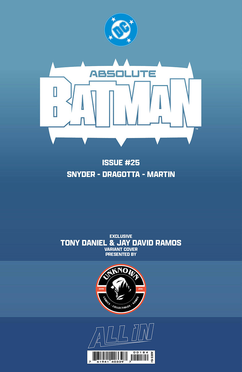 ABSOLUTE BATMAN #25 TONY DANIEL EXCLUSIVE VIRGIN VAR (10/28/2026) - Golden Apple Comics