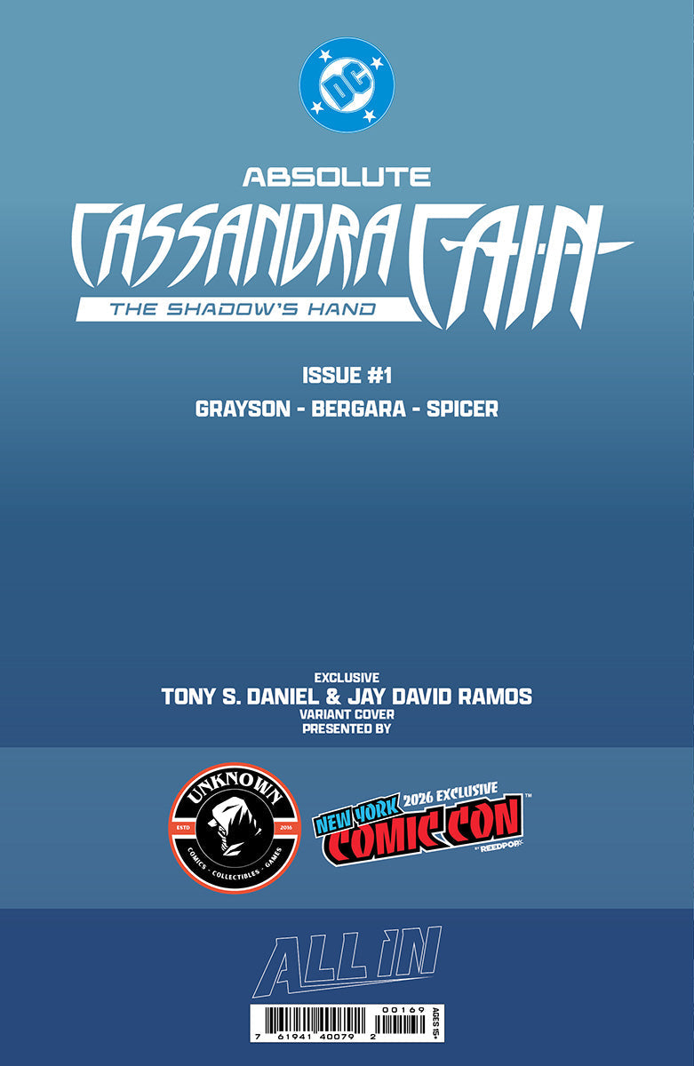 [BLACK & WHITE] ABSOLUTE CASSANDRA CAIN THE SHADOW'S HAND #1 (ONE SHOT) TONY DANIEL NYCC EXCLUSIVE VIRGIN VAR (10/28/2026) - Golden Apple Comics