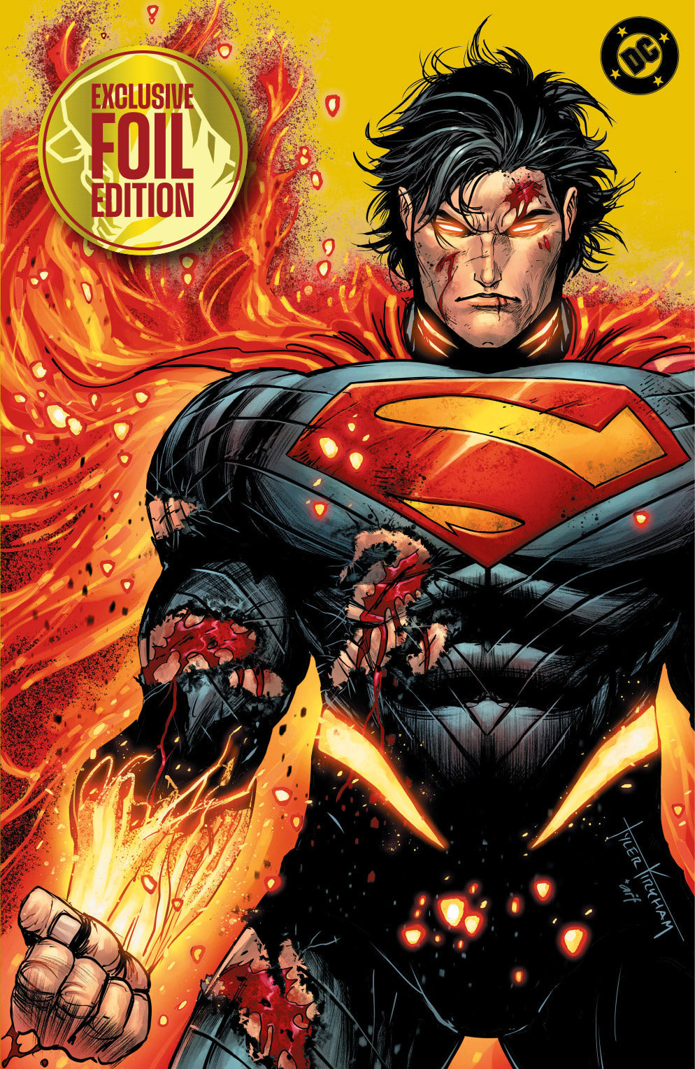 [GOLD FOIL] ABSOLUTE SUPERMAN #22 TYLER KIRKHAM BATTLE DAMAGED NYCC EXCLUSIVE VIRGIN VAR (10/28/2026) - Golden Apple Comics